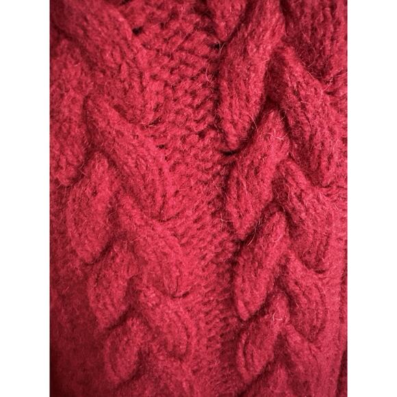 VTG Irelandseye Zip Hooded Irish Wool Cableknit Sweater - M, Red, Christmas Gift - Picture 6 of 8